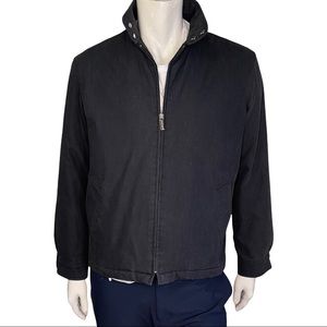 London Fog Men’s Black Full Zip Wool Lined Inner Pockets Bomber Style Ja…